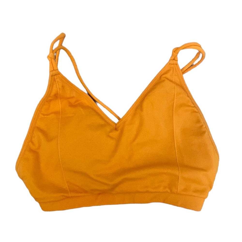Fabletics Tangerine Colored Strappy Sports Bra